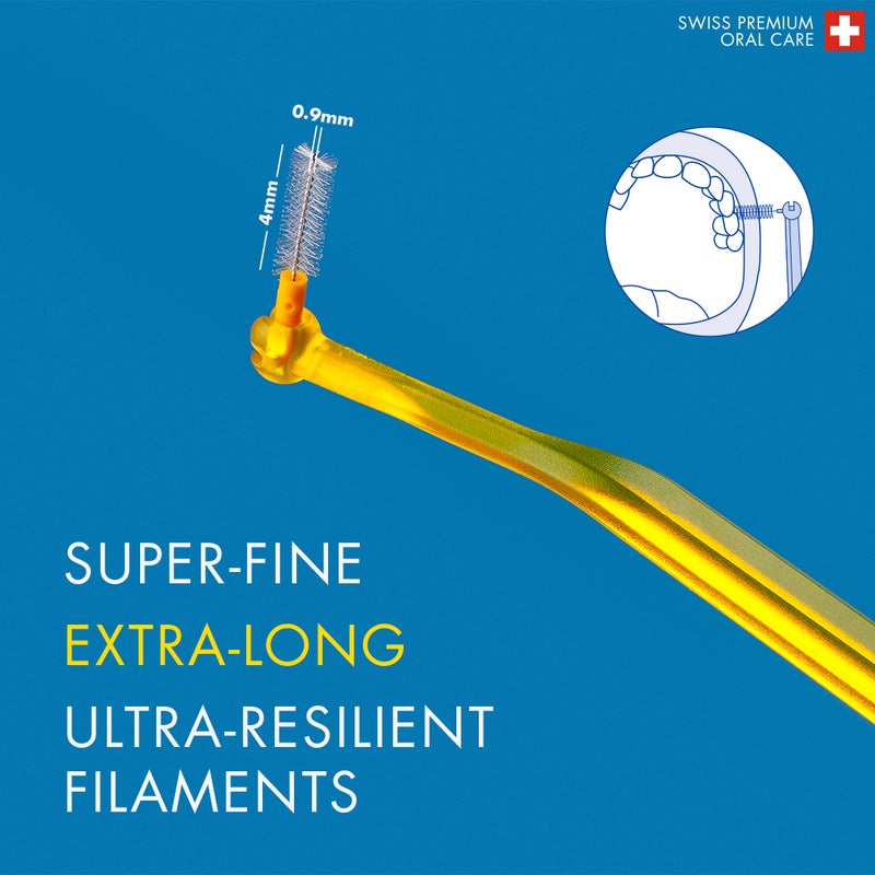 CURAPROX CPS Prime 09 Interdental Brush Kit | 5 Ultra-Fine 0.9mm Brushes with 2 Holders for Effective Cleaning | Gentle Plaque Removal, Yellow - Image 4